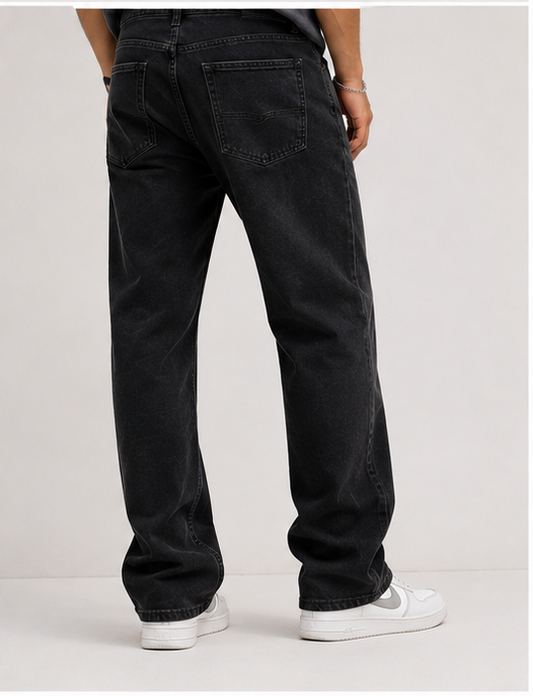 Black Denim Straight Fit Jeans