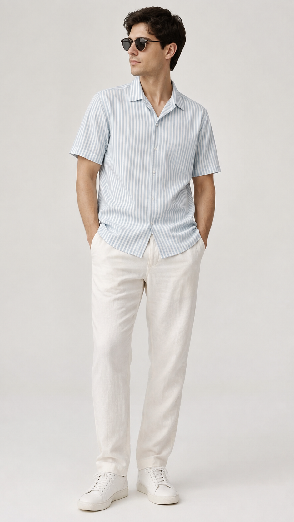 Blue Stripe Half Sleeve Shirt