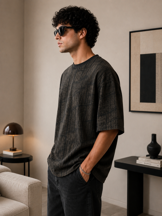Shadow Grid Washed Oversized TShirt