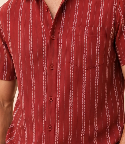 Vertical Stripes Short Sleeve Shirt