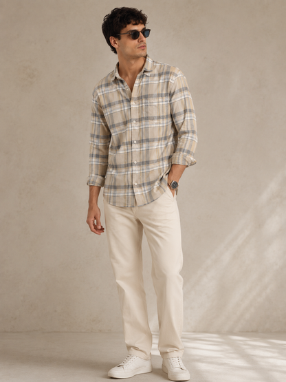 Cotton Ombre Casual Check Shirt
