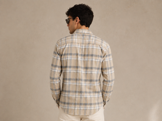 Cotton Ombre Casual Check Shirt