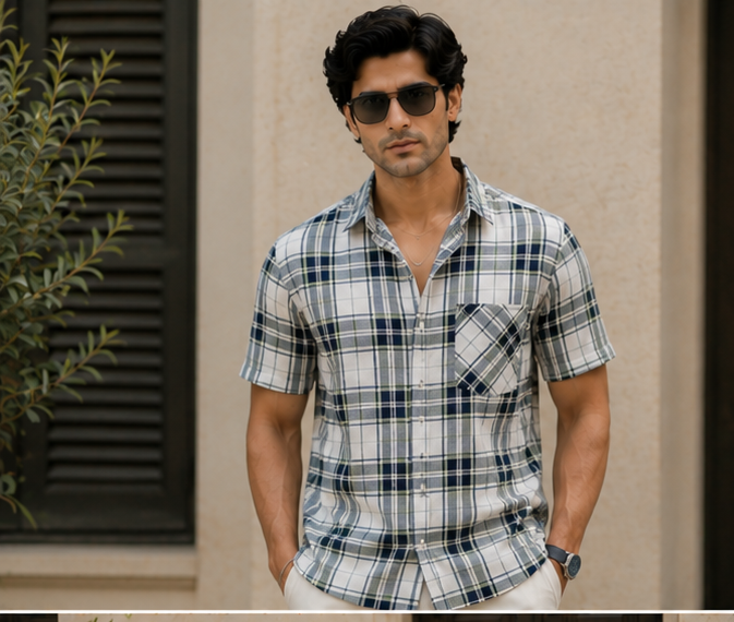 Navy heritage Check Shirt