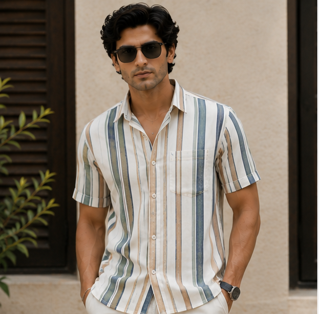 Sage and Sand Stripe Shirt