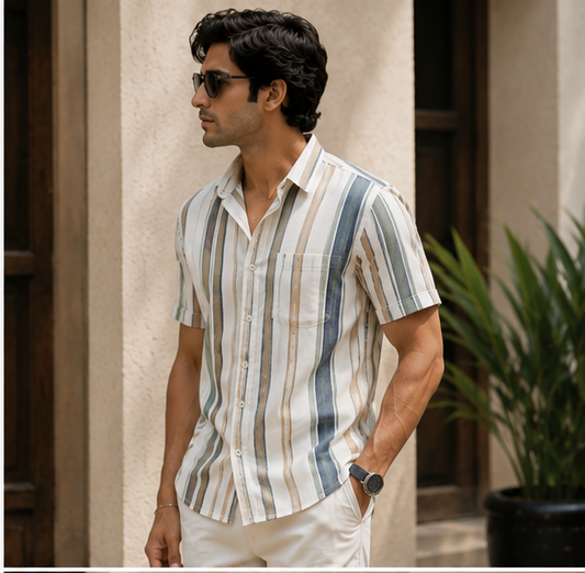 Sage and Sand Stripe Shirt