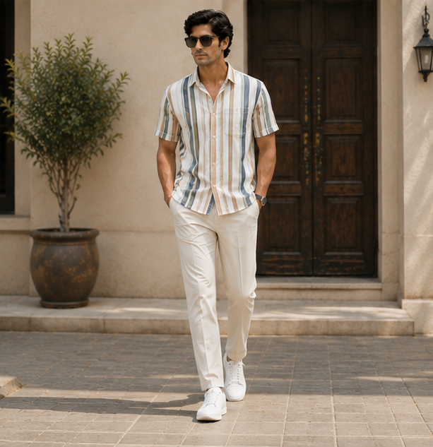 Sage and Sand Stripe Shirt
