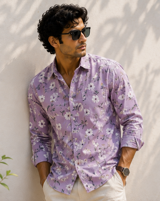 Lavender Meadow Floral Shirt
