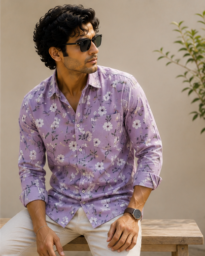 Lavender Meadow Floral Shirt