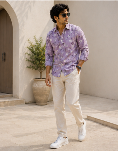 Lavender Meadow Floral Shirt