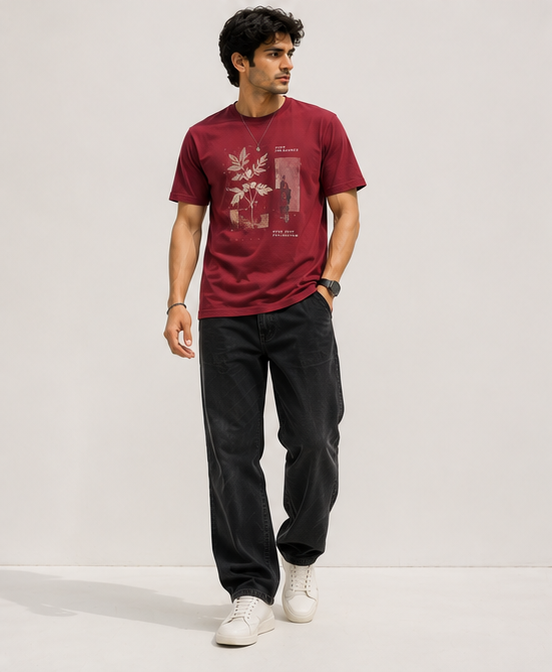Red Botanical Graphic Tshirt