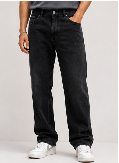 Black Denim Straight Fit Jeans