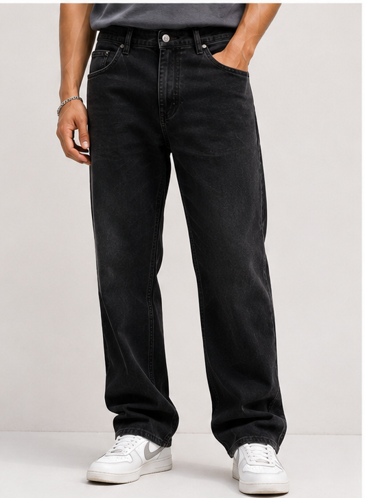Black Denim Straight Fit Jeans