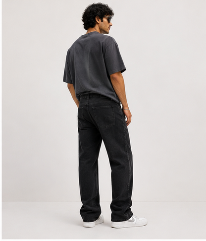 Black Denim Straight Fit Jeans