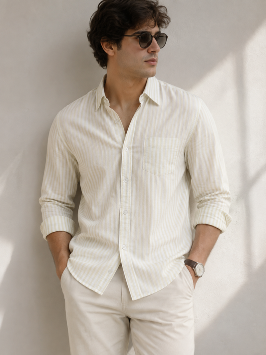 Cotton Yellow Stripe Shirt