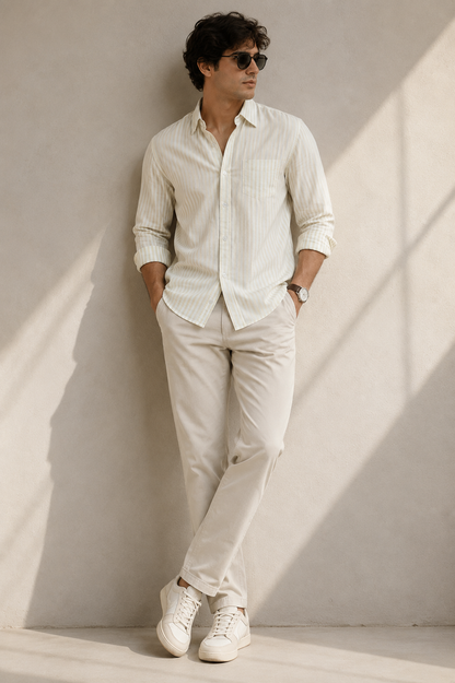 Cotton Yellow Stripe Shirt