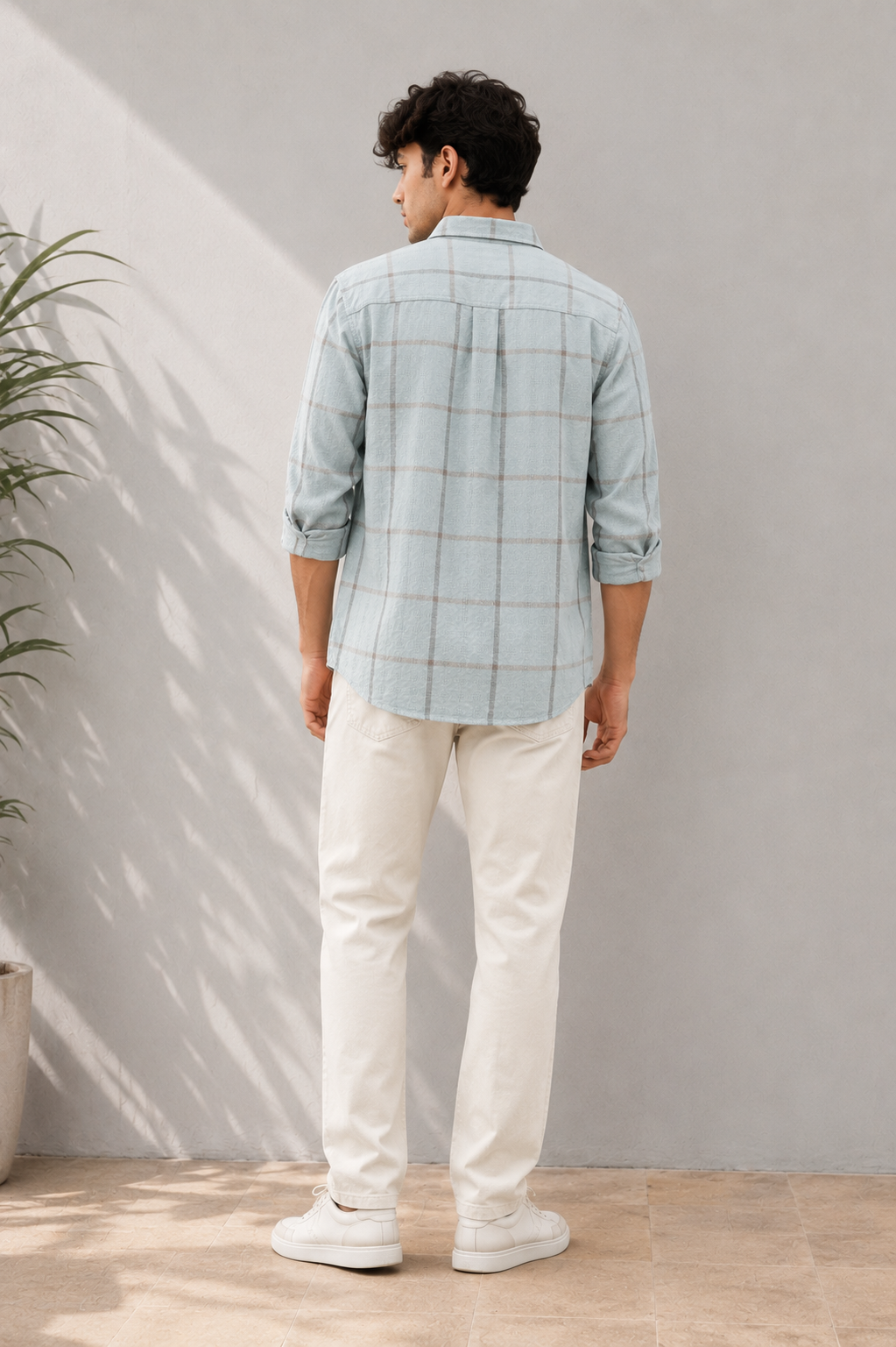 Light Blue Casual Check Shirt