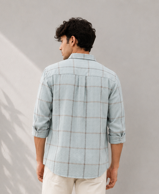 Light Blue Casual Check Shirt