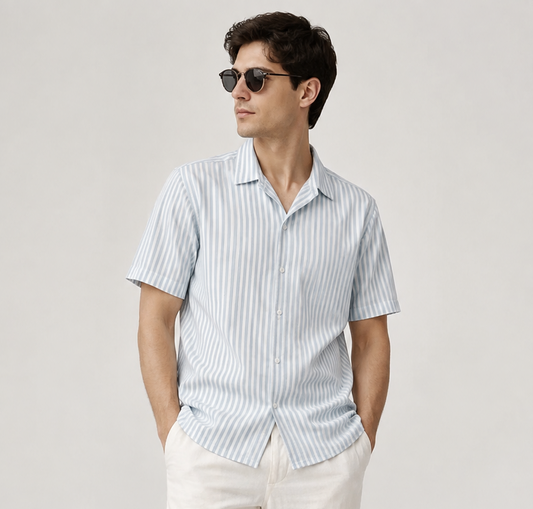 Blue Stripe Half Sleeve Shirt