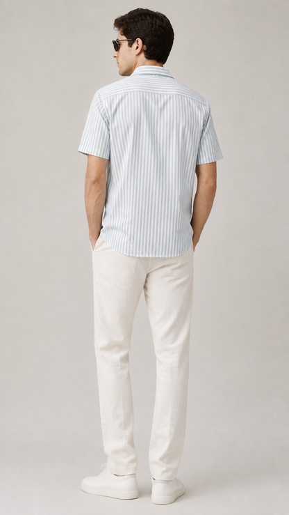 Blue Stripe Half Sleeve Shirt