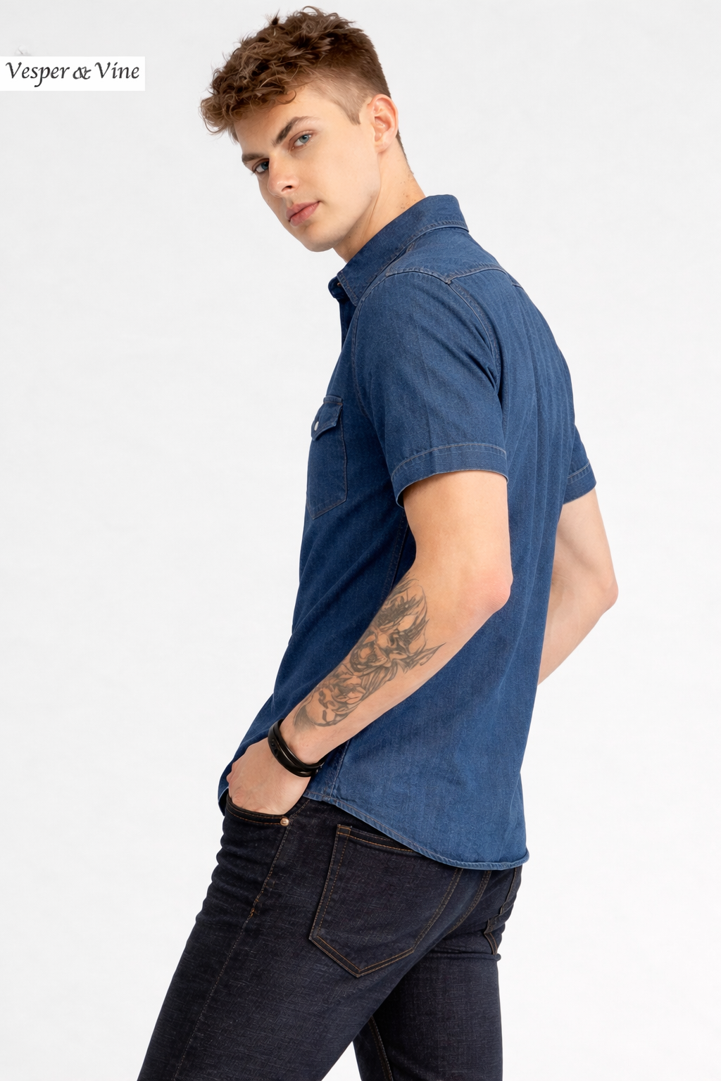 Denim Double Pocket Snap Button Shirt