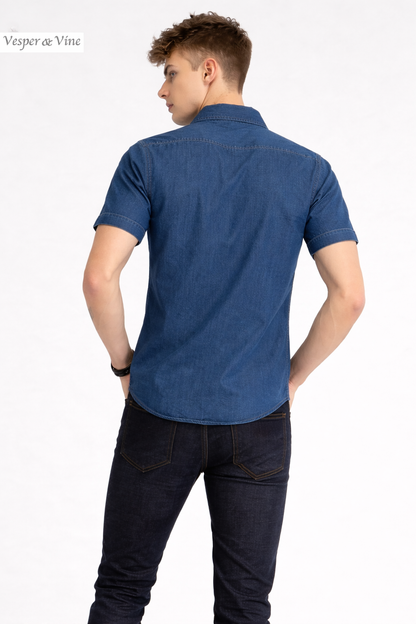 Denim Double Pocket Snap Button Shirt
