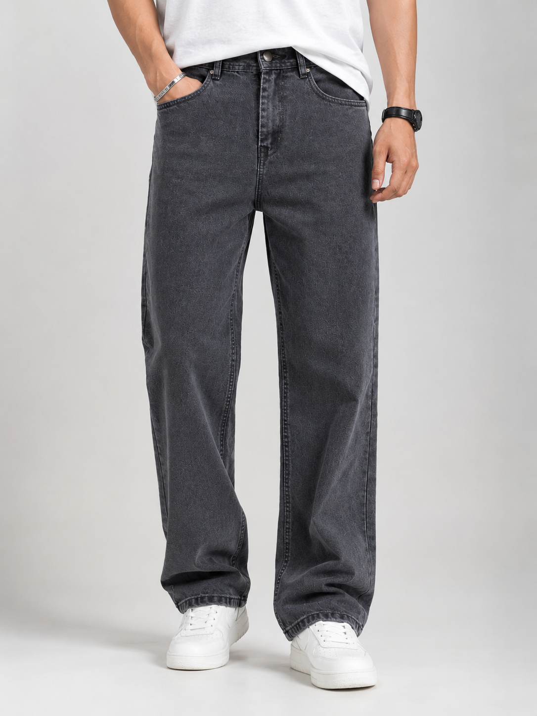 Charcoal Grey Straight Fit Jeans