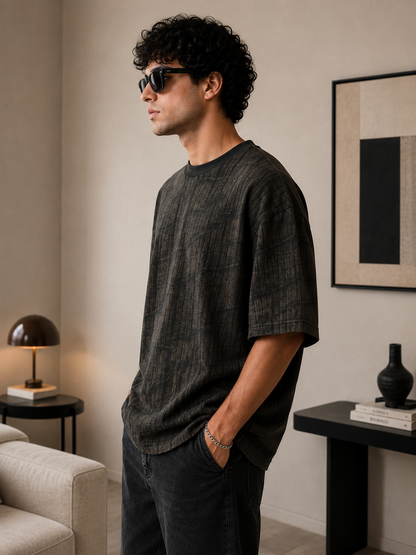 Shadow Grid Washed Oversized TShirt