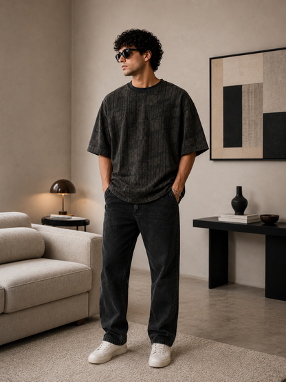 Shadow Grid Washed Oversized TShirt