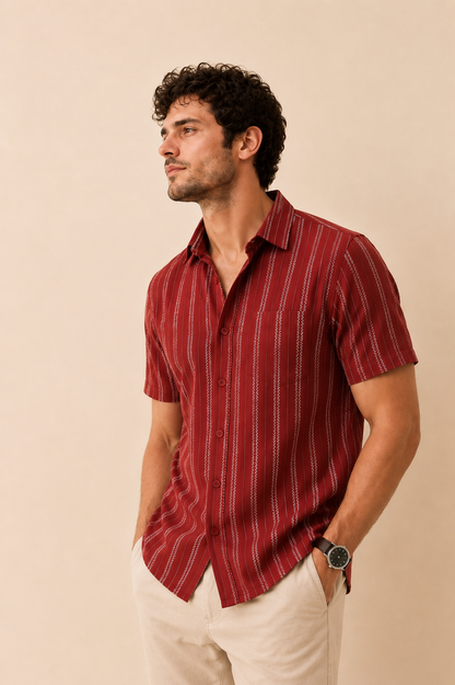Vertical Stripes Short Sleeve Shirt