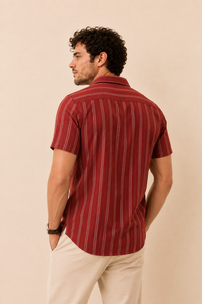 Vertical Stripes Short Sleeve Shirt