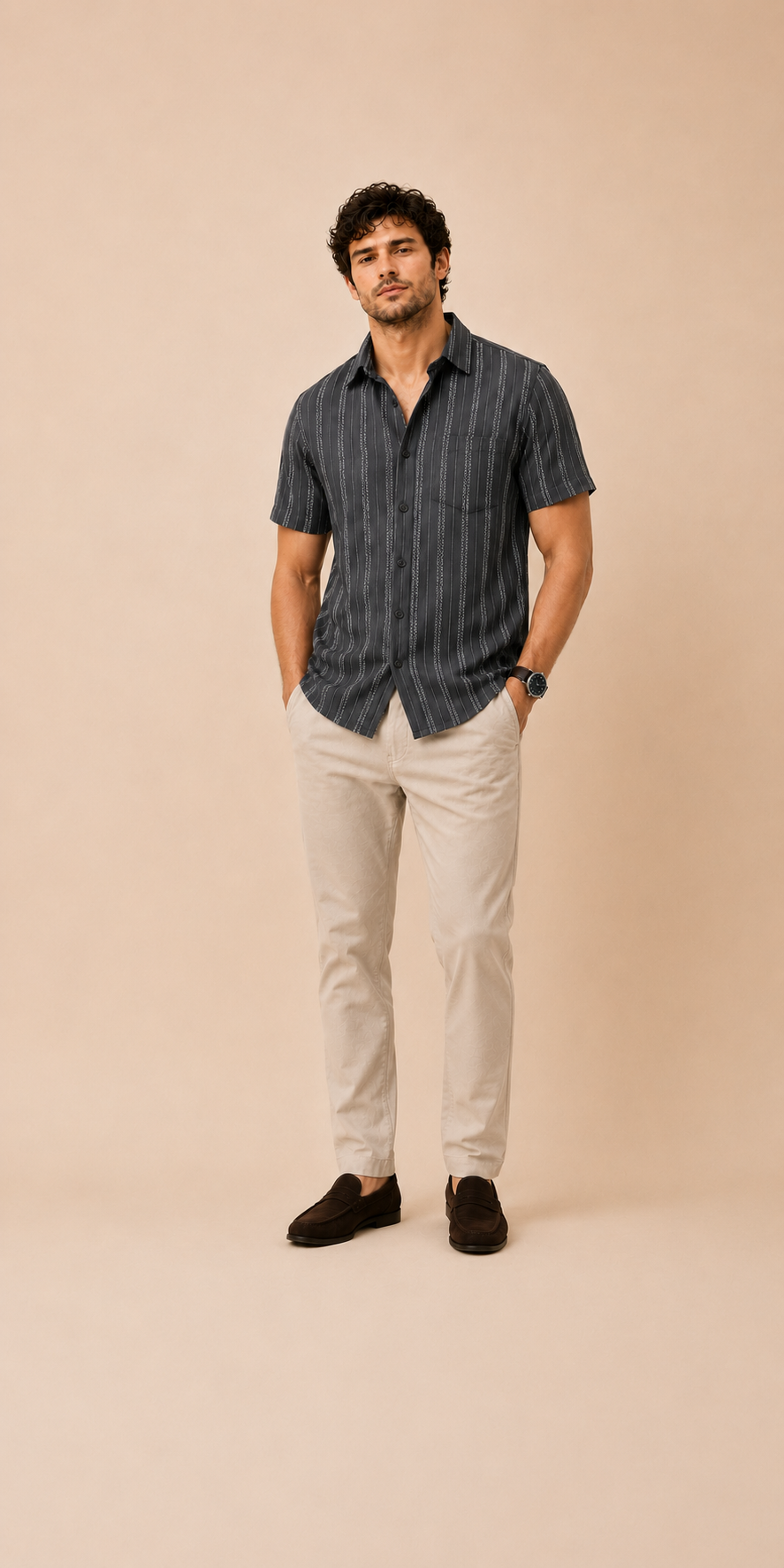 Vertical Stripes Short Sleeve Shirt