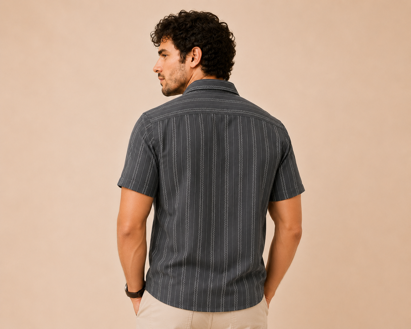 Vertical Stripes Short Sleeve Shirt