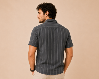 Vertical Stripes Short Sleeve Shirt