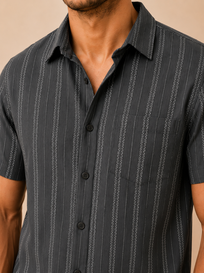 Vertical Stripes Short Sleeve Shirt