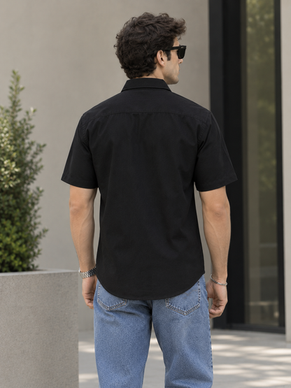 Black Denim Double Pocket Shirt