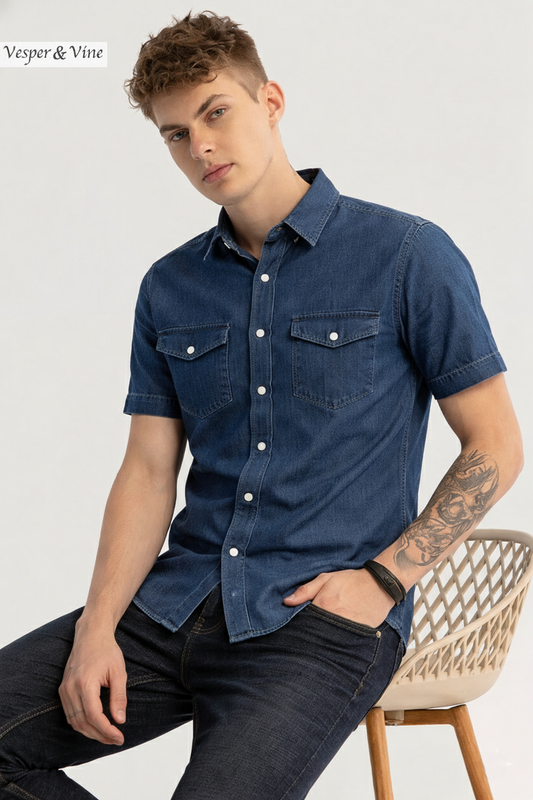 Denim Double Pocket Snap Button Shirt