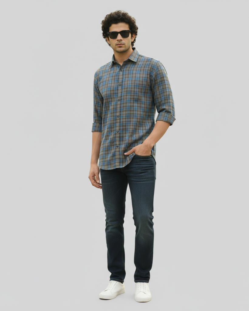 Regular Fit Brushed Checkered Shirt