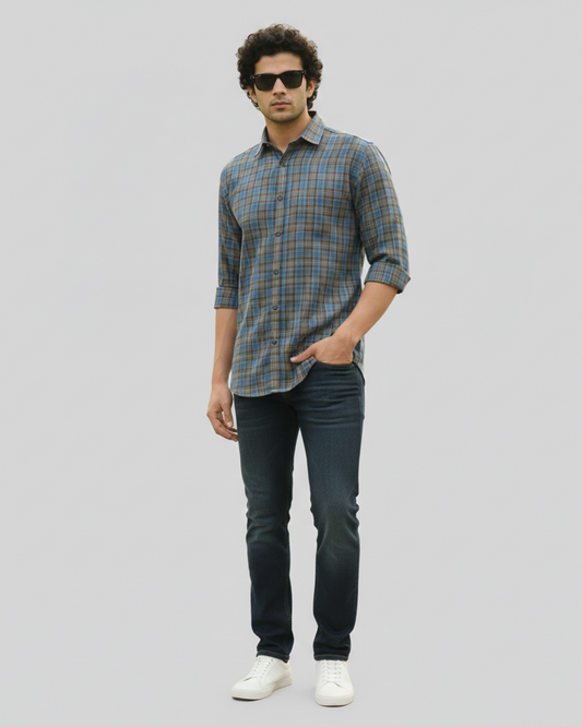 Regular Fit Brushed Checkered Shirt
