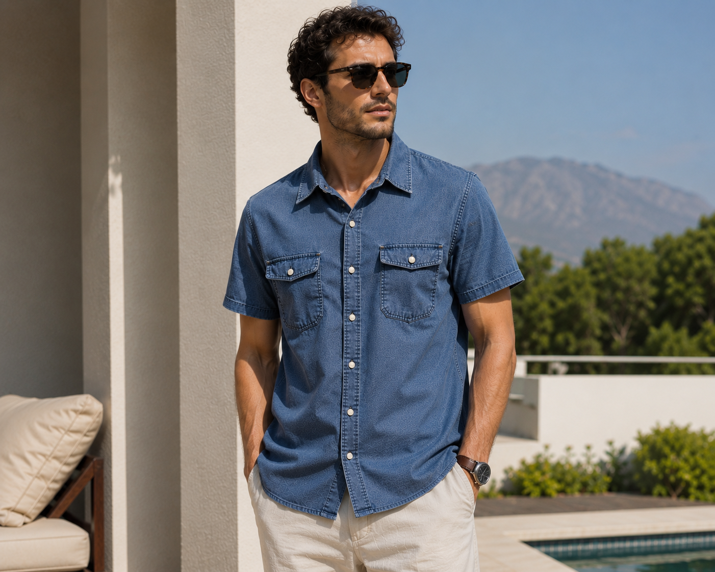 Double Pocket Snap Button Shirt