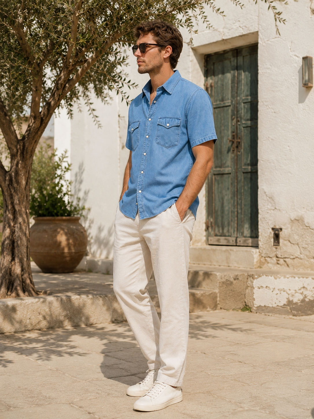 Double Pocket Snap Button Shirt